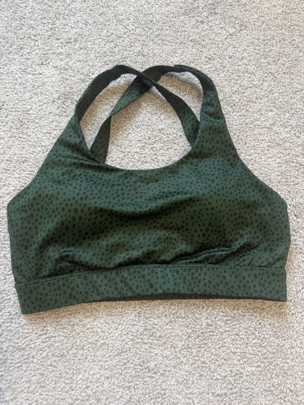 ZYIA Olive Green Printed Racerback Sports Bra